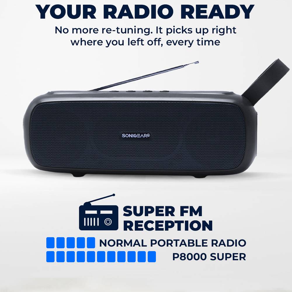 SonicGear Portable Speaker BT/FM/USB/SD P8000 Super Graphite - Image 3