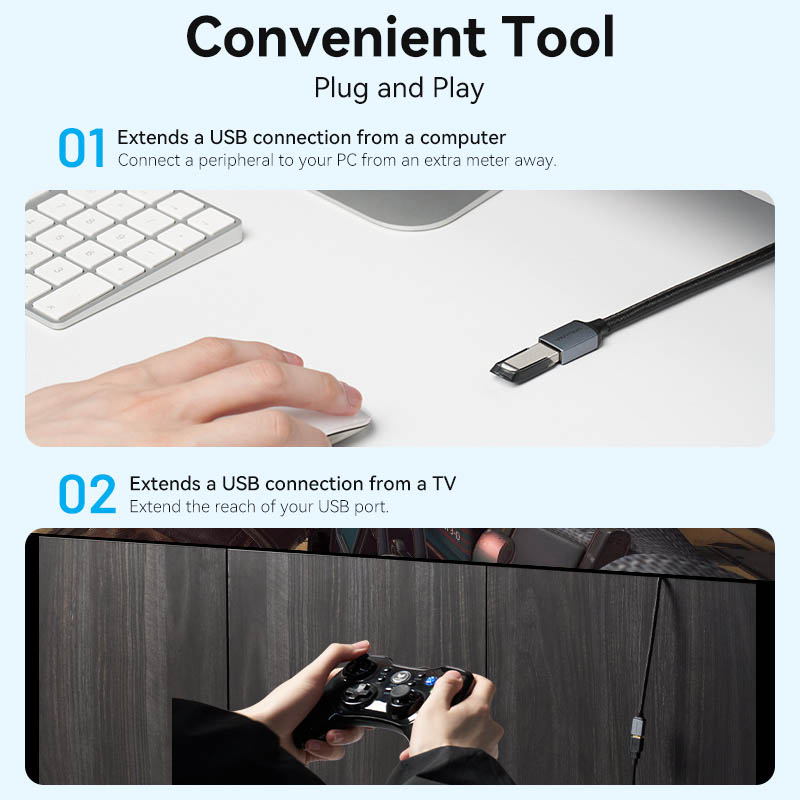 Vention IT Cable USB-A 3.0 M-F Extension Braided Aluminium 3.0m Grey CBLHI - Image 6