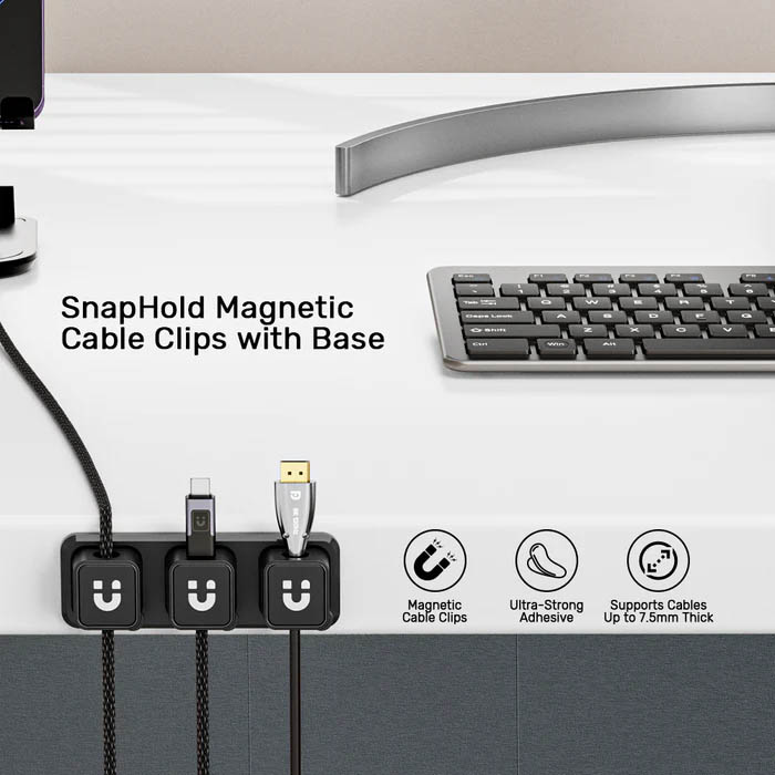 Unitek Cable Organizer 3+1 SnapHold Magnetic Cable Clips with Base T1117A - Image 2