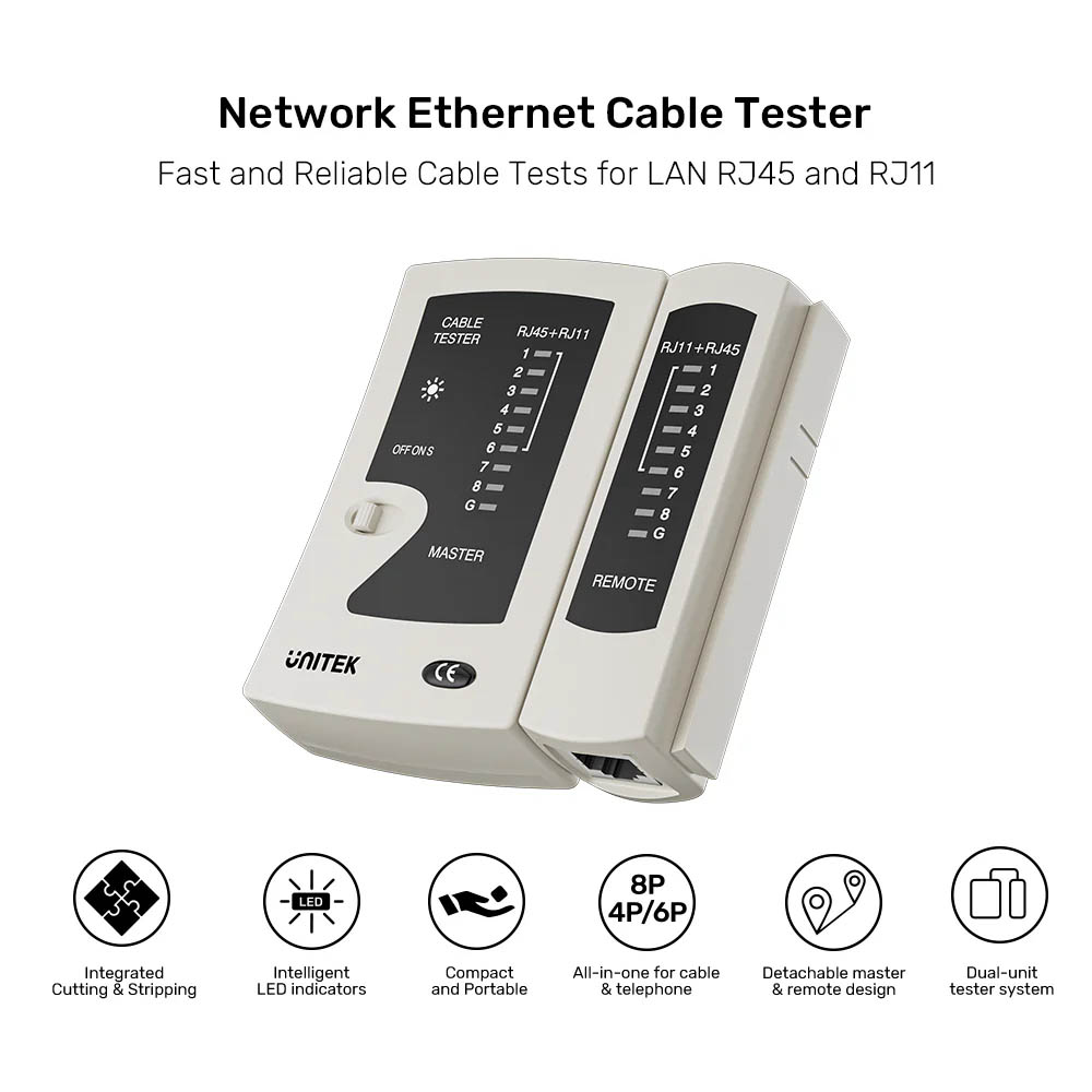 Unitek Network Tools Cablet Tester for RJ45/RJ11 OT140AGY01 - Image 3