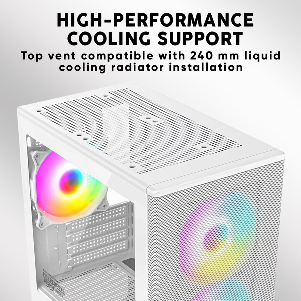 Armaggeddon Gaming Case M-ATX DEEPFREEZE DUPLEX 2 CHROMA White (3x Chroma Fans) - Image 4