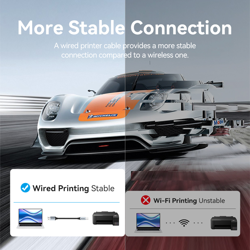 Vention IT Cable USB-A 2.0 to USB-B Printer Braided 3.0m Aluminium Grey CTTHI - Image 5
