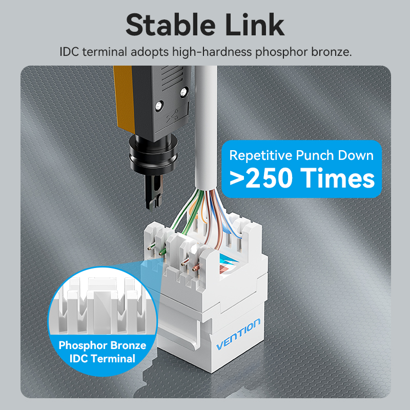 Vention NETWORK Keystone Jack CAT6 UTP 180 degrees White IRHW0 - Image 5