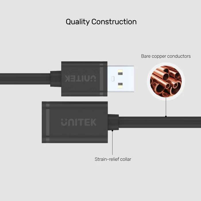 Unitek USB-A 2.0 Extension Cable 1.0m Y-C428GBK - Image 4
