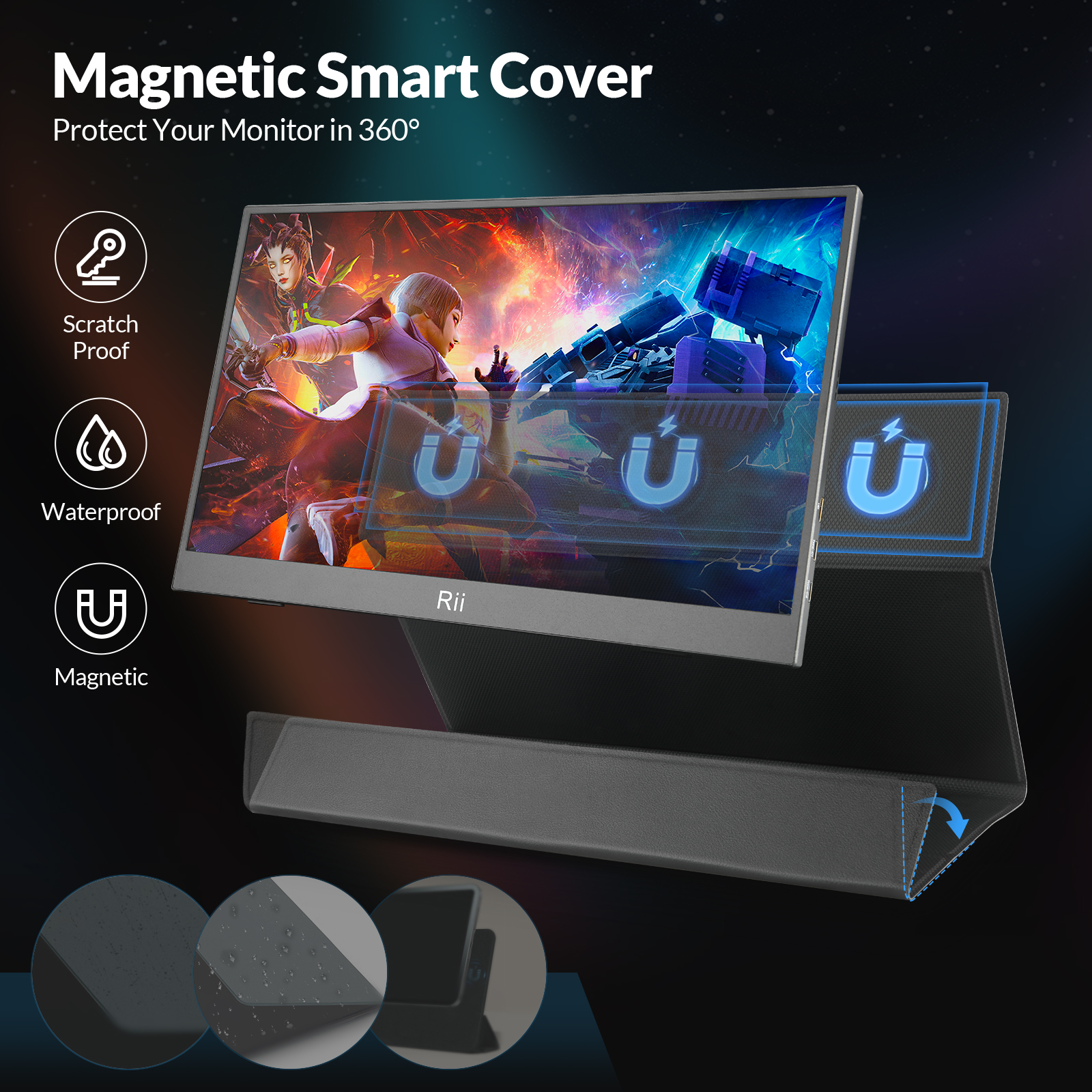 Rii Monitor Portable 15.6" Full-HD with USB-C/HDMI & Case/Stand RS100 - Image 5