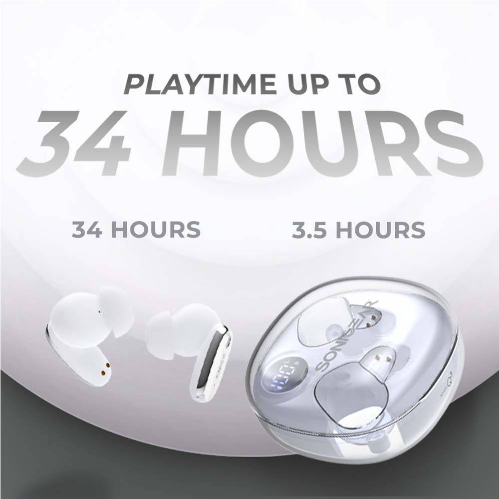 SonicGear Earphones Bluetooth ANC+Display EarPump Jewel Q3 White - Image 5