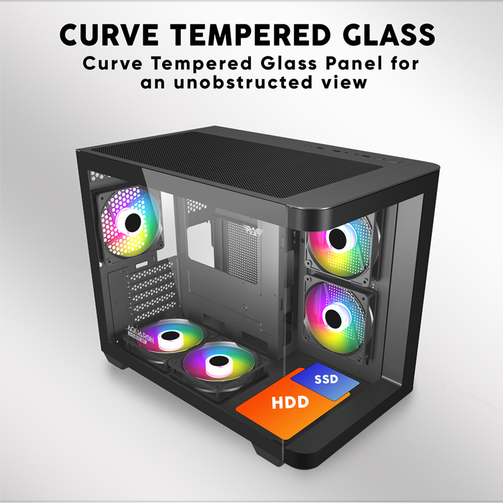Armaggeddon Gaming Case ATX AQUARON X-Curve GiGa 10 E X10 With 10x ARGB Fans White - Image 4