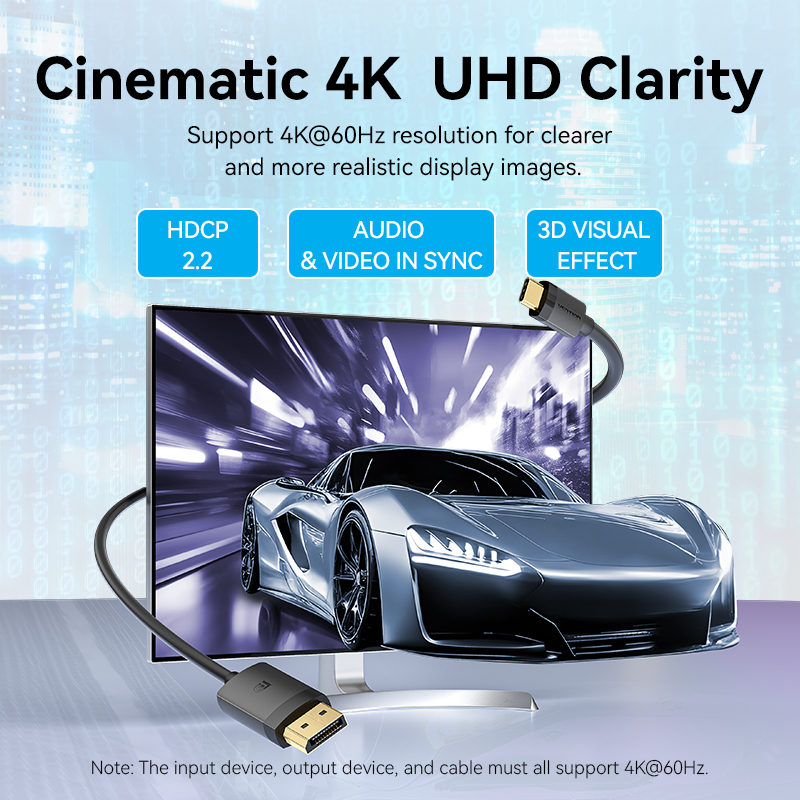 Vention Converter USB-C to DisplayPort Cable 4K60Hz 2.0m CRJBH - Image 3