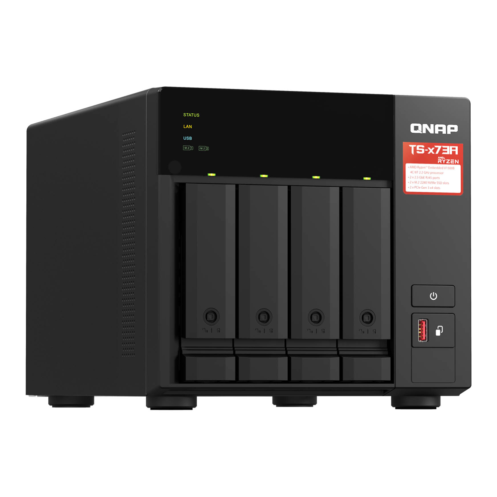 QNAP NAS 4-Bay Tower AMD Ryzen Quad-Core, 8GB RAM, PCIe Slot, SSD Caching & Dual 2.5GbE Ports TS-473A - Image 5