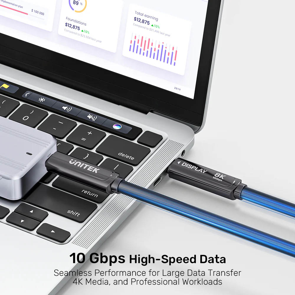 Unitek UC USB-C Fiber Optic 8K Cable 10Gbps 60W PD 15.0m C14178A-15M - Image 5