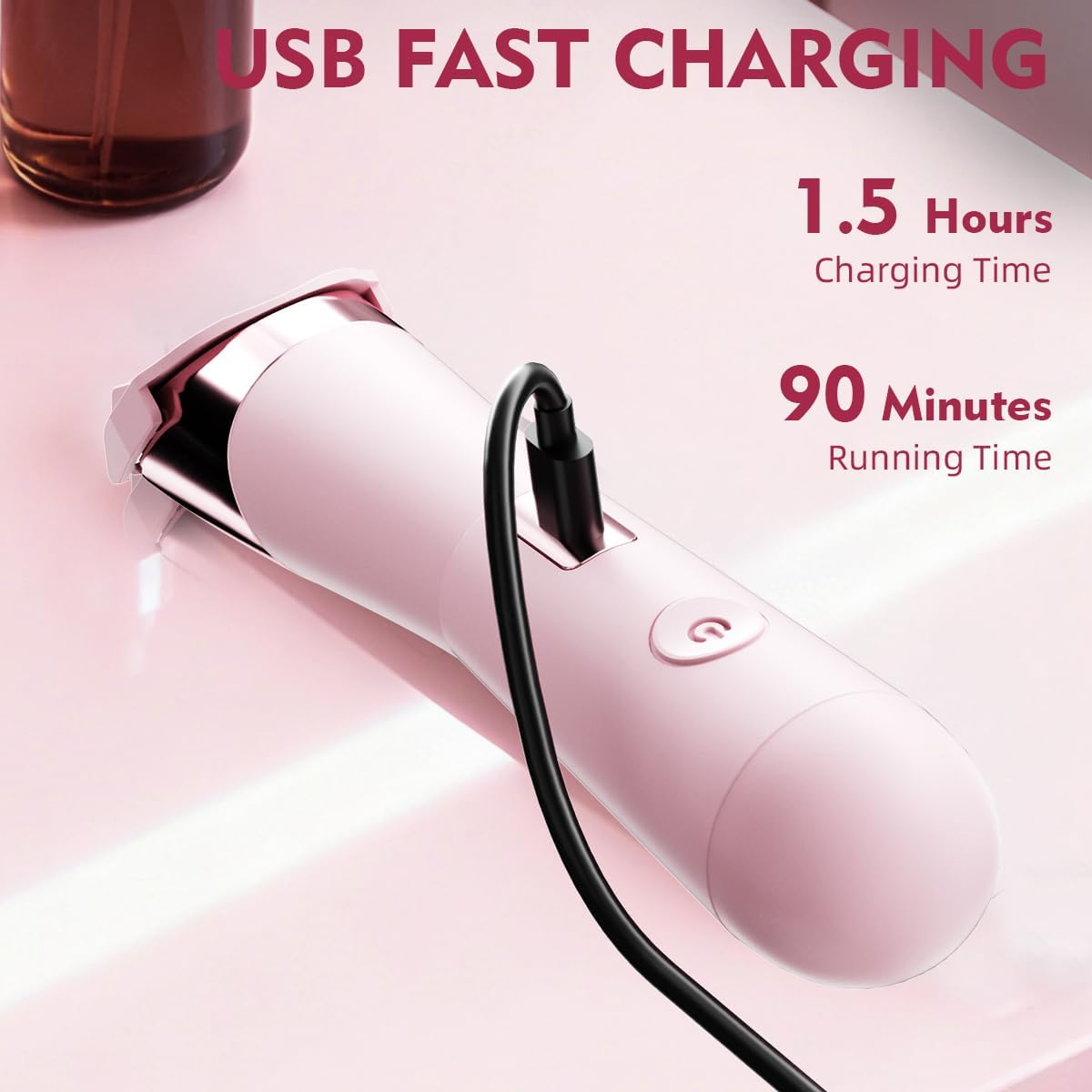 Enchen Body Hair Trimmer A4 USB-C 400mAh Pink - Image 2