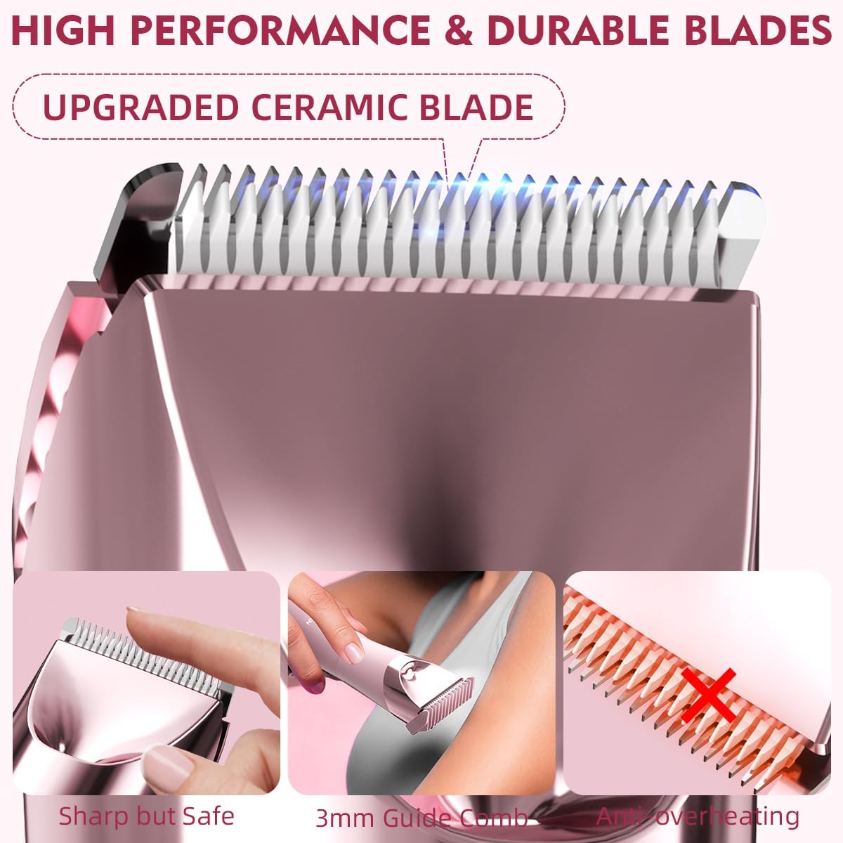 Enchen Body Hair Trimmer A4 USB-C 400mAh Pink - Image 9