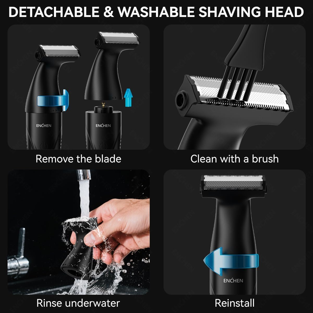 Enchen Body Hair Trimmer SPARK 5 USB-C 800mAh Black - Image 9