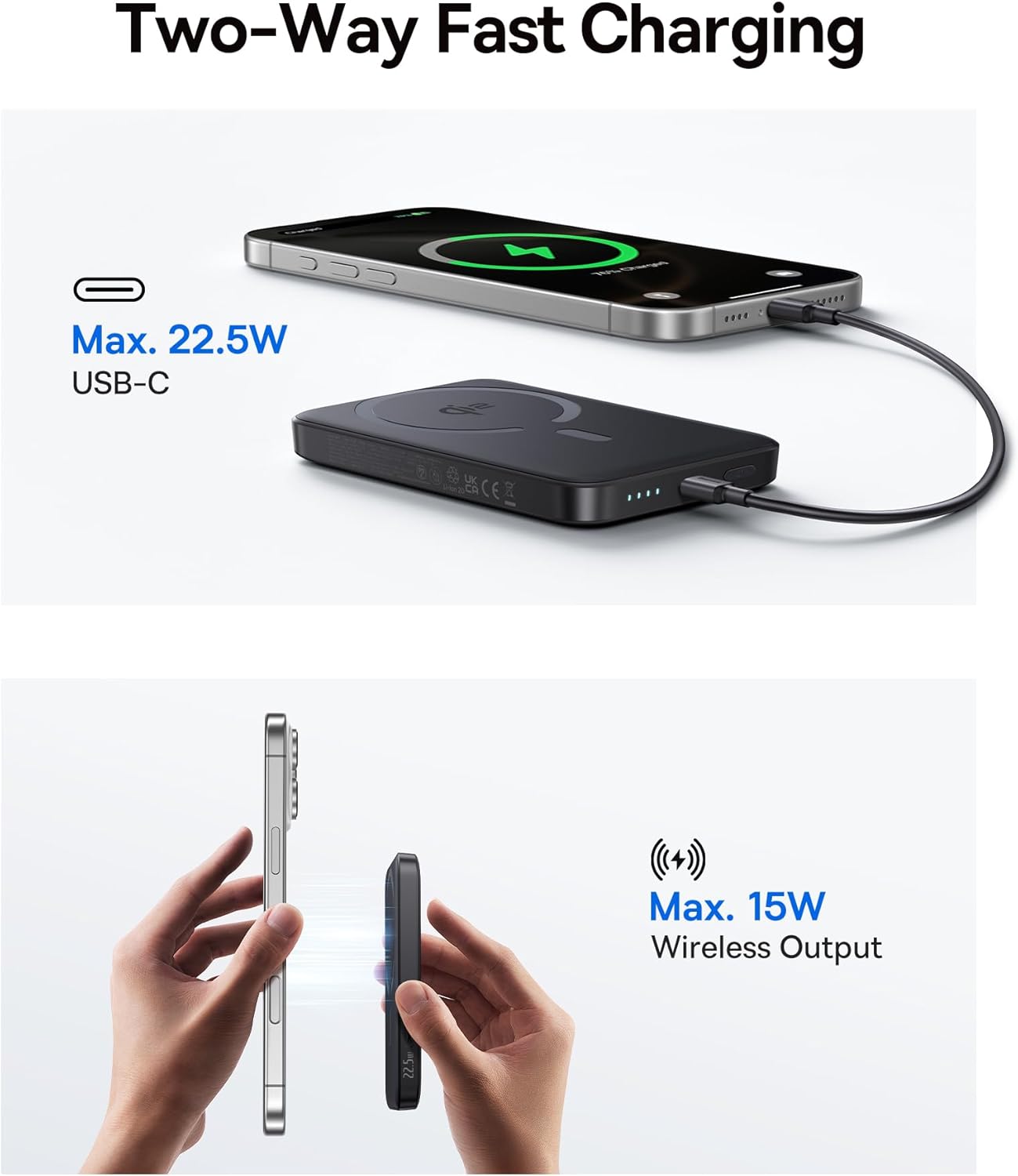 Baseus Powerbank Wireless 22.5W 10000mAh Qi2 EnerFill FM12 White - Image 4