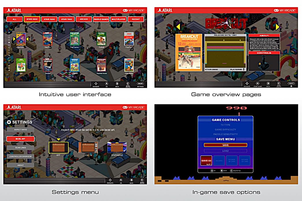 My Arcade GAMESTATION PRO ATARI, Wireless Joysticks, RGB LED Lights, With 200+ Games - Image 9