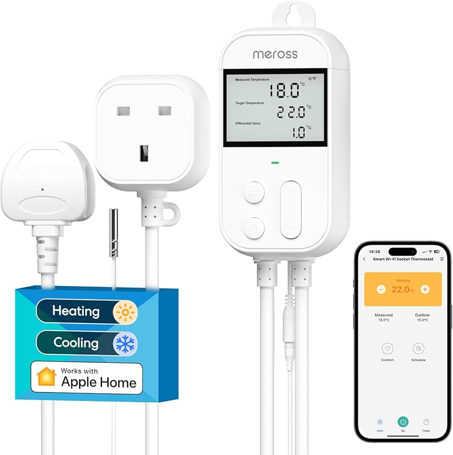 Meross Homekit Smart Wi-Fi Socket Thermostat MTS960HK-UK