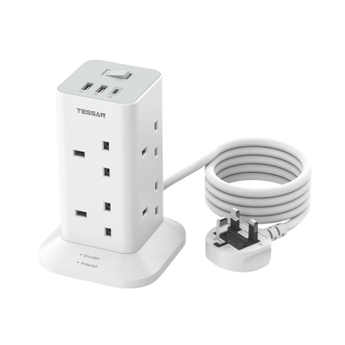 Tessan 8-Gang Extension 2 USB-A USB C 2m 13A TPS03-UK-C