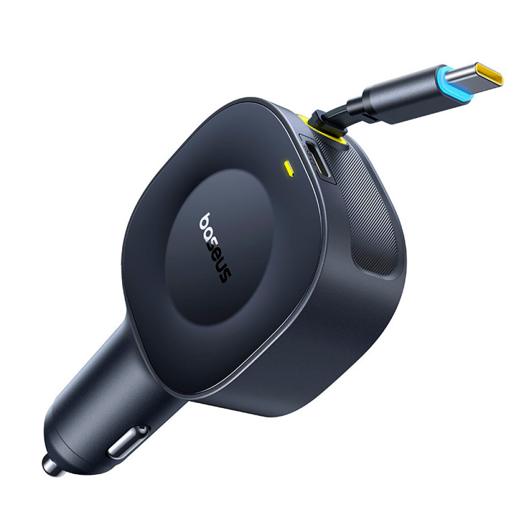 Baseus Car Charger 30W VR2 with Retractable Cable Black