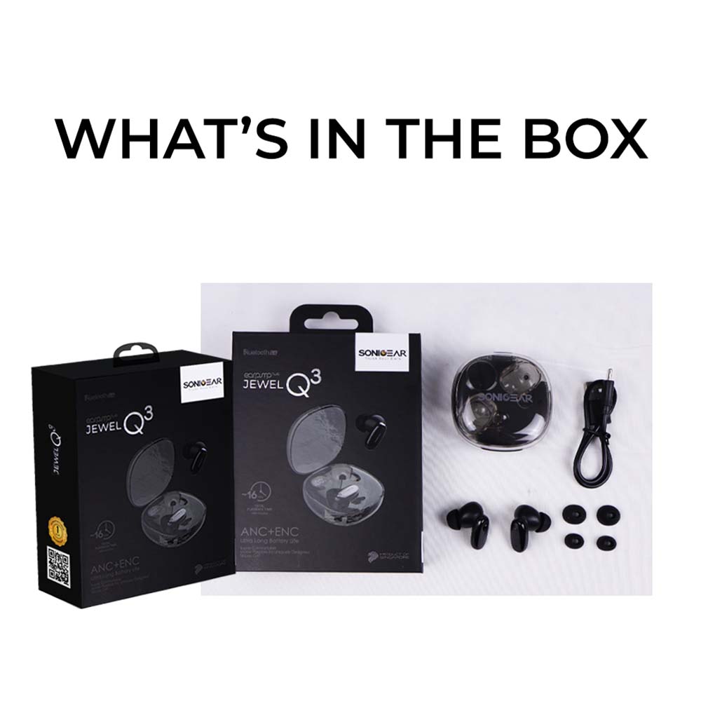 SonicGear Earphones Bluetooth ANC+Display EarPump Jewel Q3 Black - Image 6
