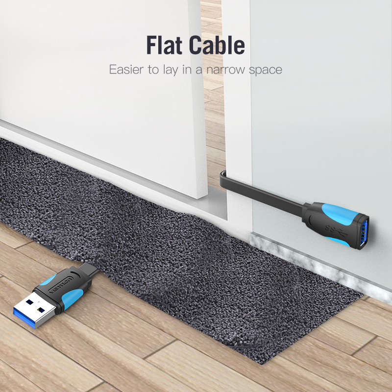 Vention IT Cable USB-A 3.0 M-F Extension Flat 1.0m Black VAS-A13-B100 - Image 6