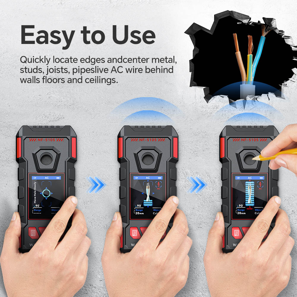Noyafa Wall Detector-High Sensitivity, Safety Drilling, Support Various Material Detection NF-5105 - Image 6