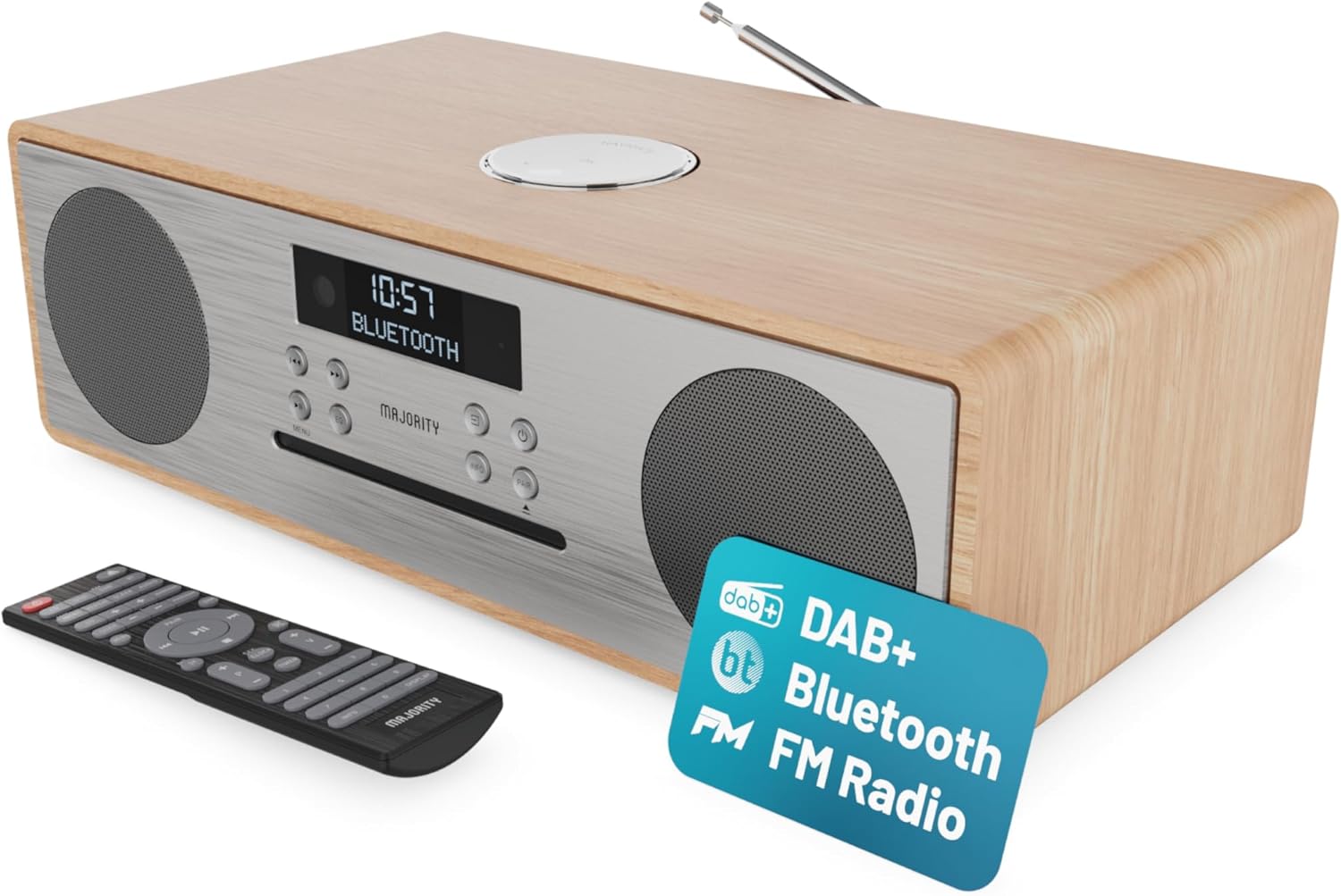 Majority OAKINGTON (Oak) Mini HiFi System 120W with CD Player