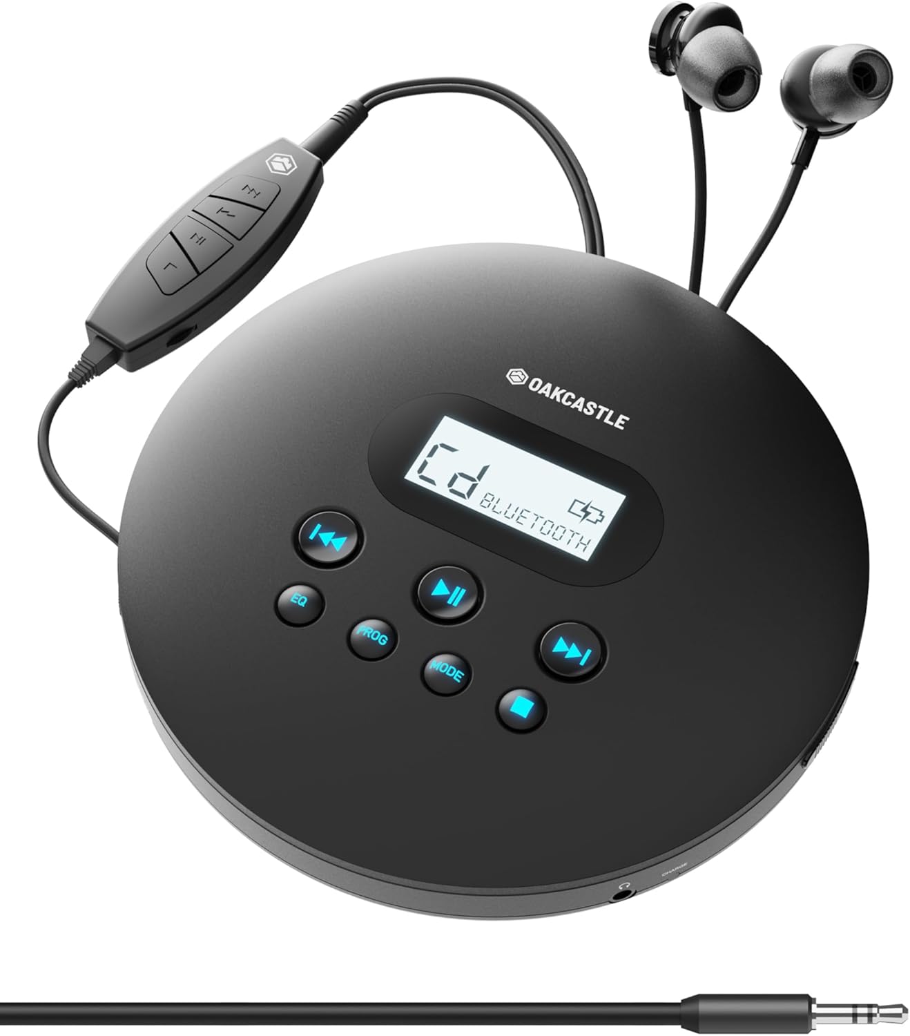Majority Oakcastle CD100 Portable & USB-C Rechargeable CD Player with Bluetooth incl Free Earphones