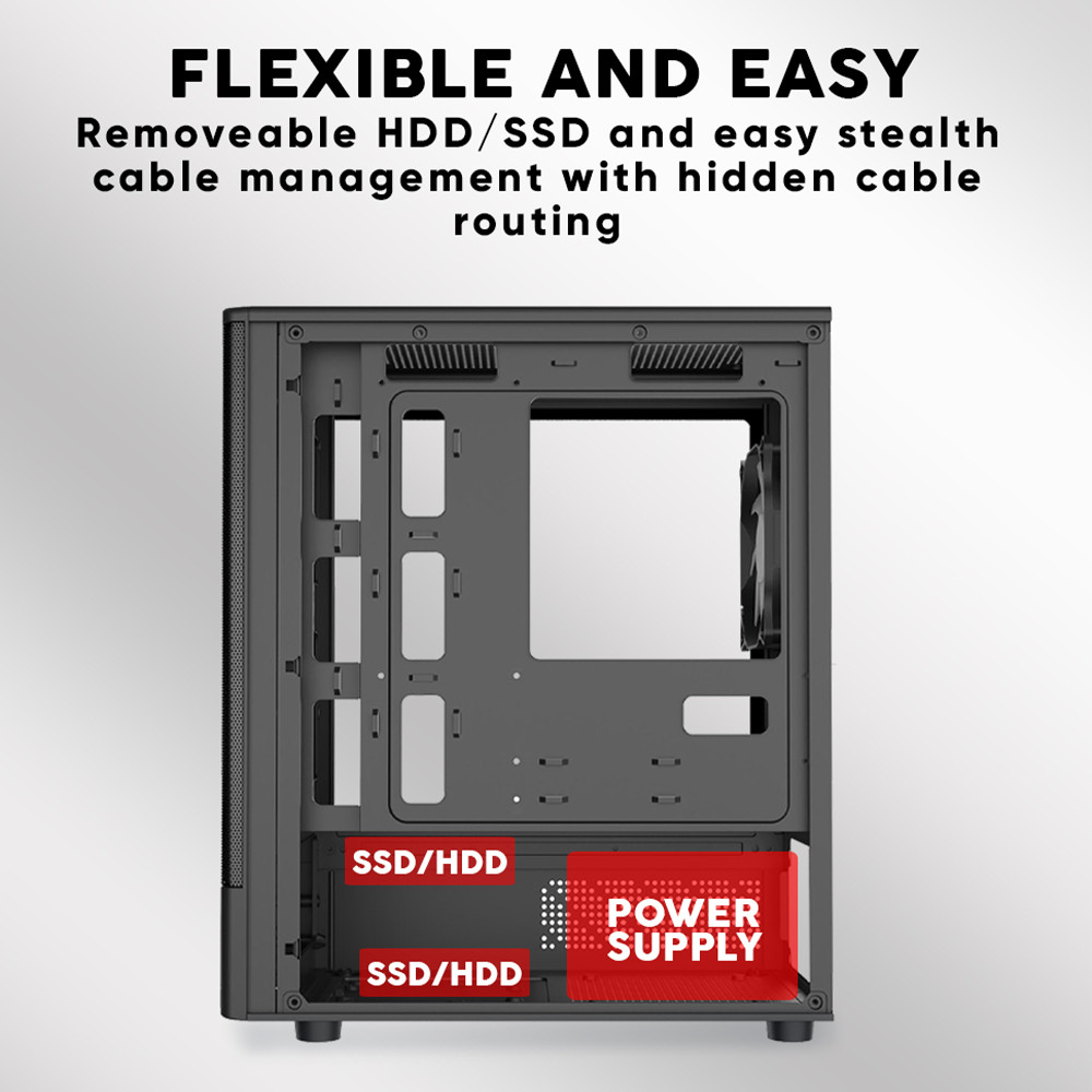 Armaggeddon Gaming Case M-ATX DEEPFREEZE DUPLEX 2 CHROMA Black (3x Chroma Fans) - Image 7