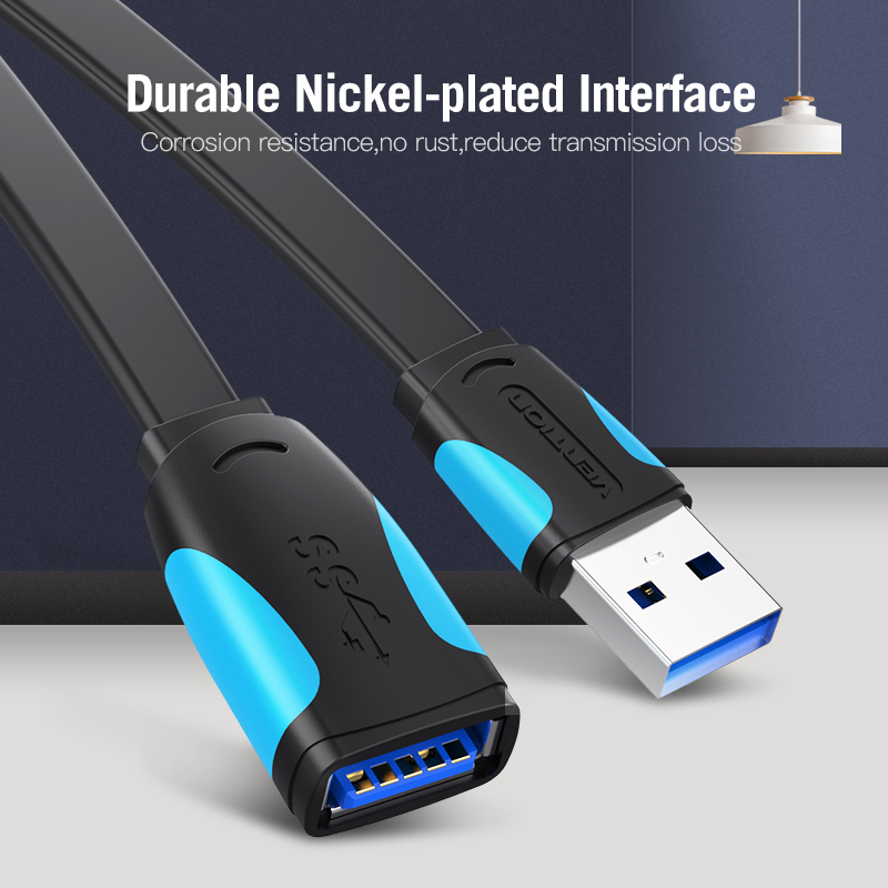 Vention IT Cable USB-A 3.0 M-F Extension Flat 1.5m Black VAS-A13-B150 - Image 7