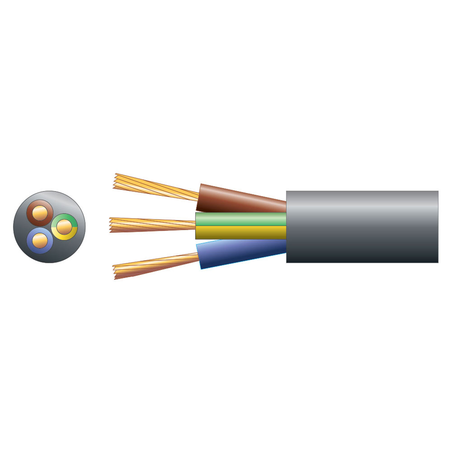 Mercury 3 Core Mains Cable 10A 1.0mm 50m 804.345UK