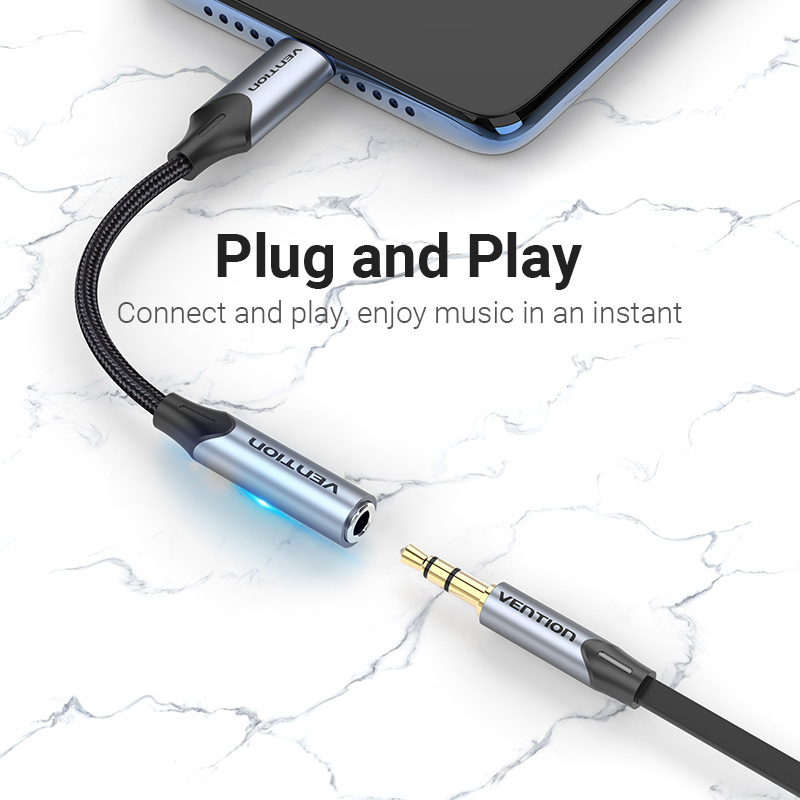 Vention AUDIO CONVERTER USB-C to 3.5mm Female Adaptor Braided 0.1m BGJHA - Image 8