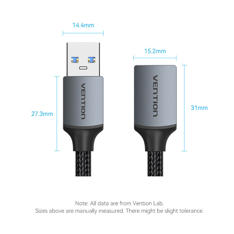 Vention IT Cable USB-A 3.0 M-F Extension Braided Aluminium 2.0m Grey CBLHH - Image 11