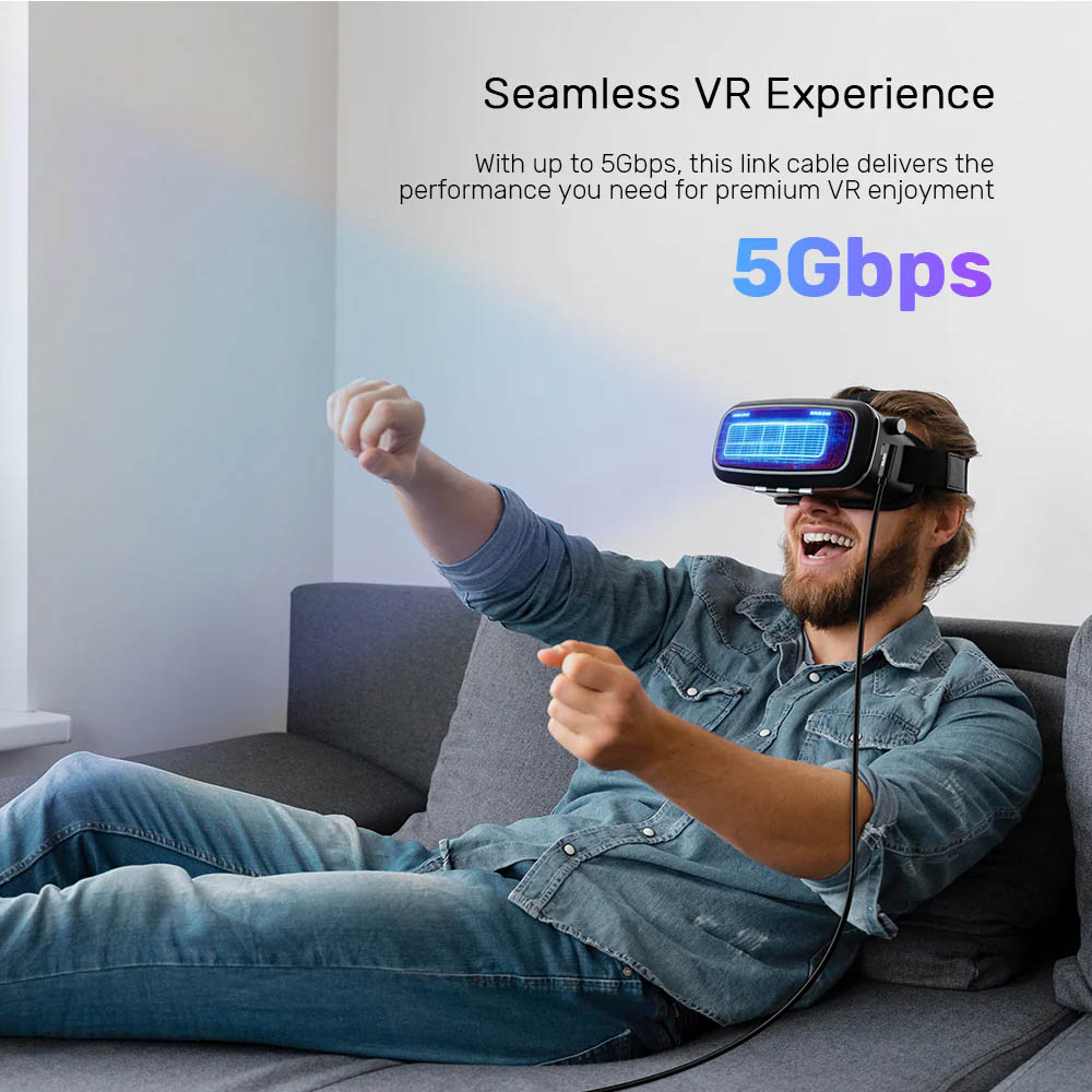 Unitek UC VR Link Pro Cable USB-C to USB-C 90 Degree 5Gps & 60W 5.0m C14094A - Image 8