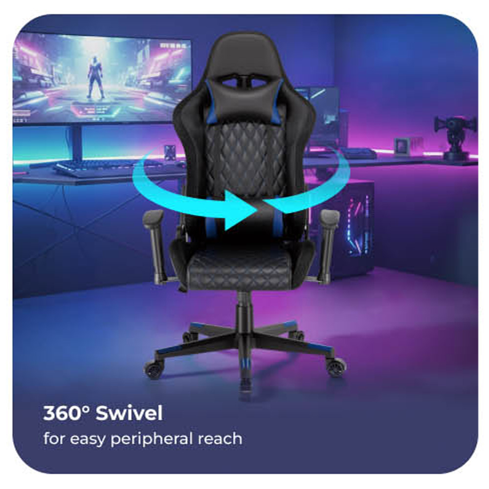 Lumivida Gaming Chair with Headrest, Lumbar Support & RGB Lights CH06-30 Black - Image 8