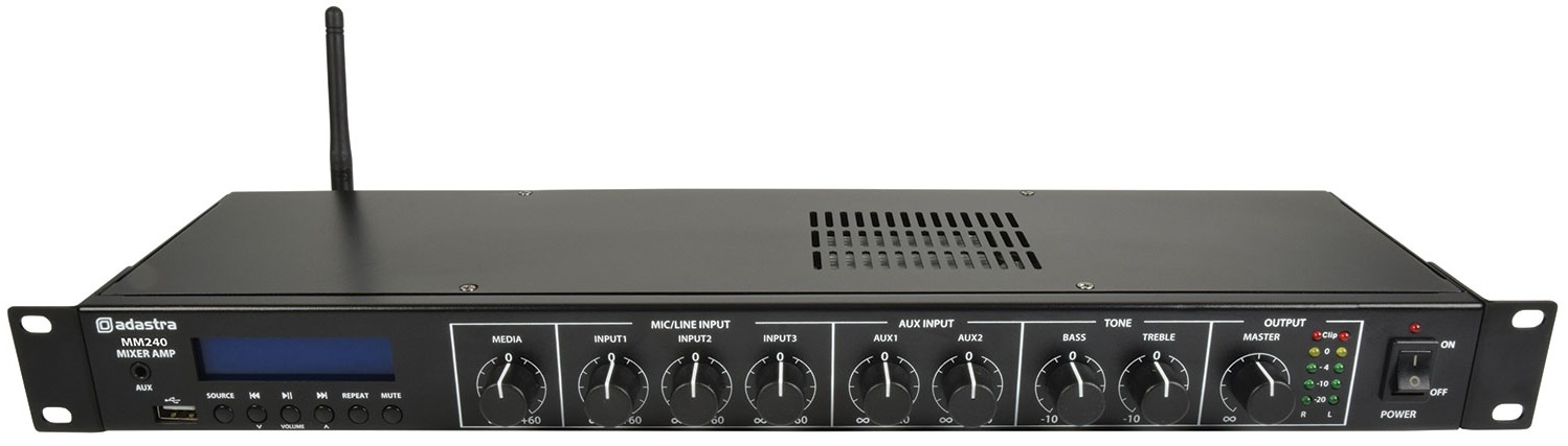 Adastra MM240 Rackmount Amplifier 2x120W@4ohms USB/BT/FM 953.030UK