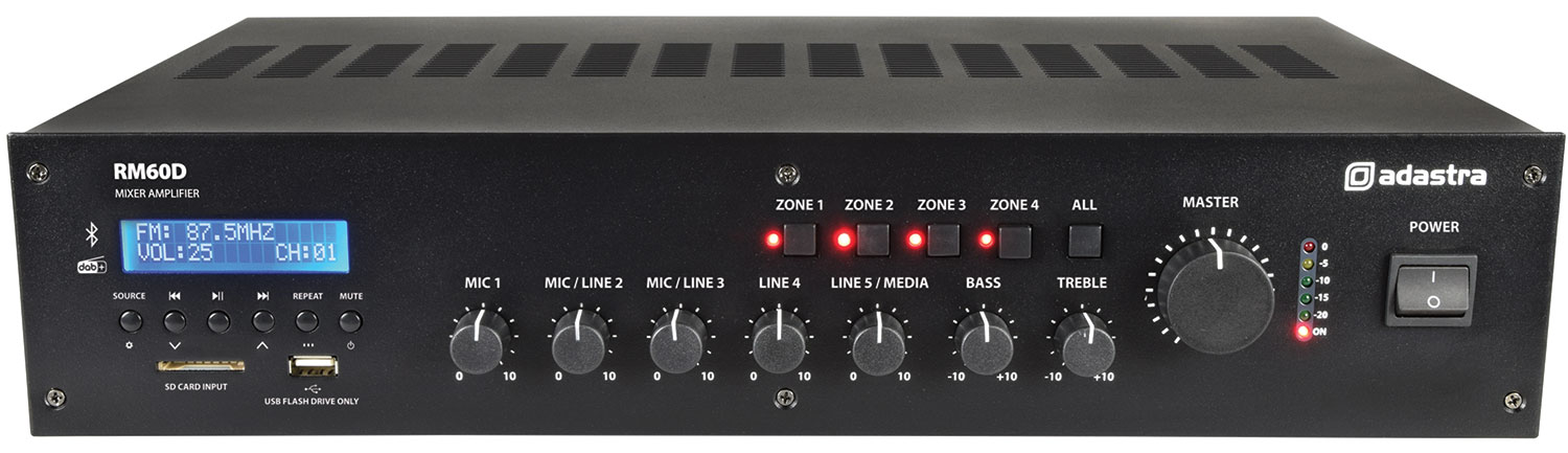 Adastra RM60D 100V Amp 60W FM/USB/BT/DAB 953.223UK