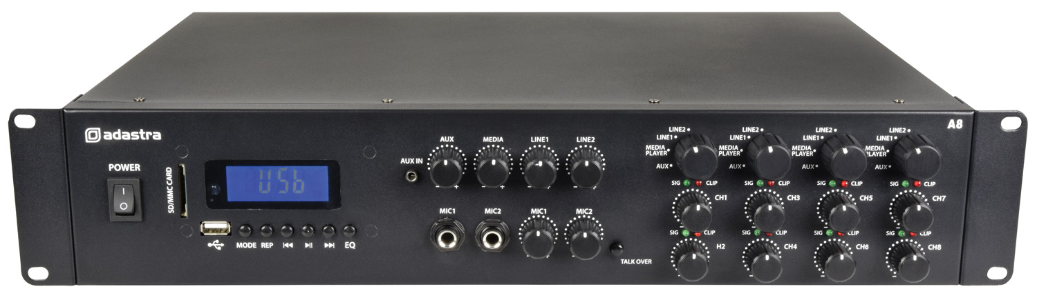 Adastra A8 4 x Independent Stereo Zones Amplfier 8x200W USB/BT/FM 953.408UK