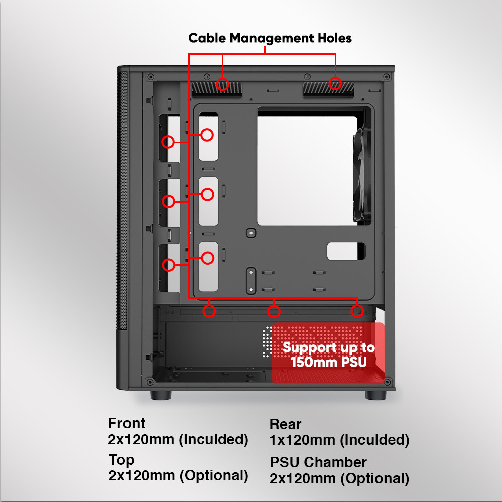 Armaggeddon Gaming Case M-ATX DEEPFREEZE DUPLEX 2 CHROMA White (3x Chroma Fans) - Image 7