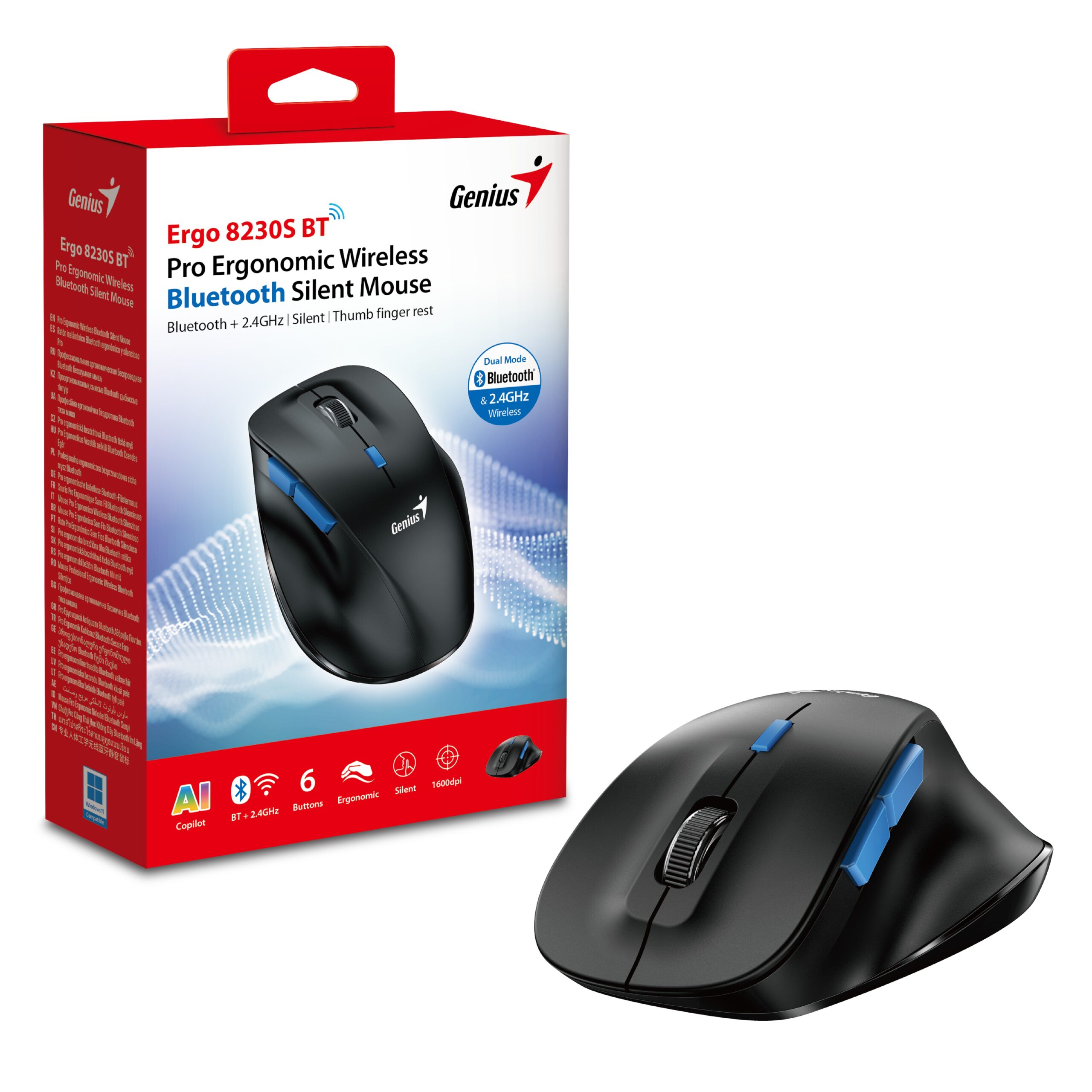 Genius Mouse Wireless+BT Silent Ergonomic Ergo 8230S BT Black - Image 8