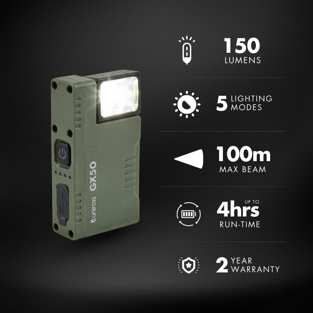 Uniross Light Torch GX50 Rechargeable Torch 150 Lumens with Magnet, Belt Clip & Lanyard - Image 8