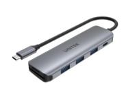 Unitek H1107C Alum Type-C Hub 3x USB3.1/SD/PD100W Hub Space Grey