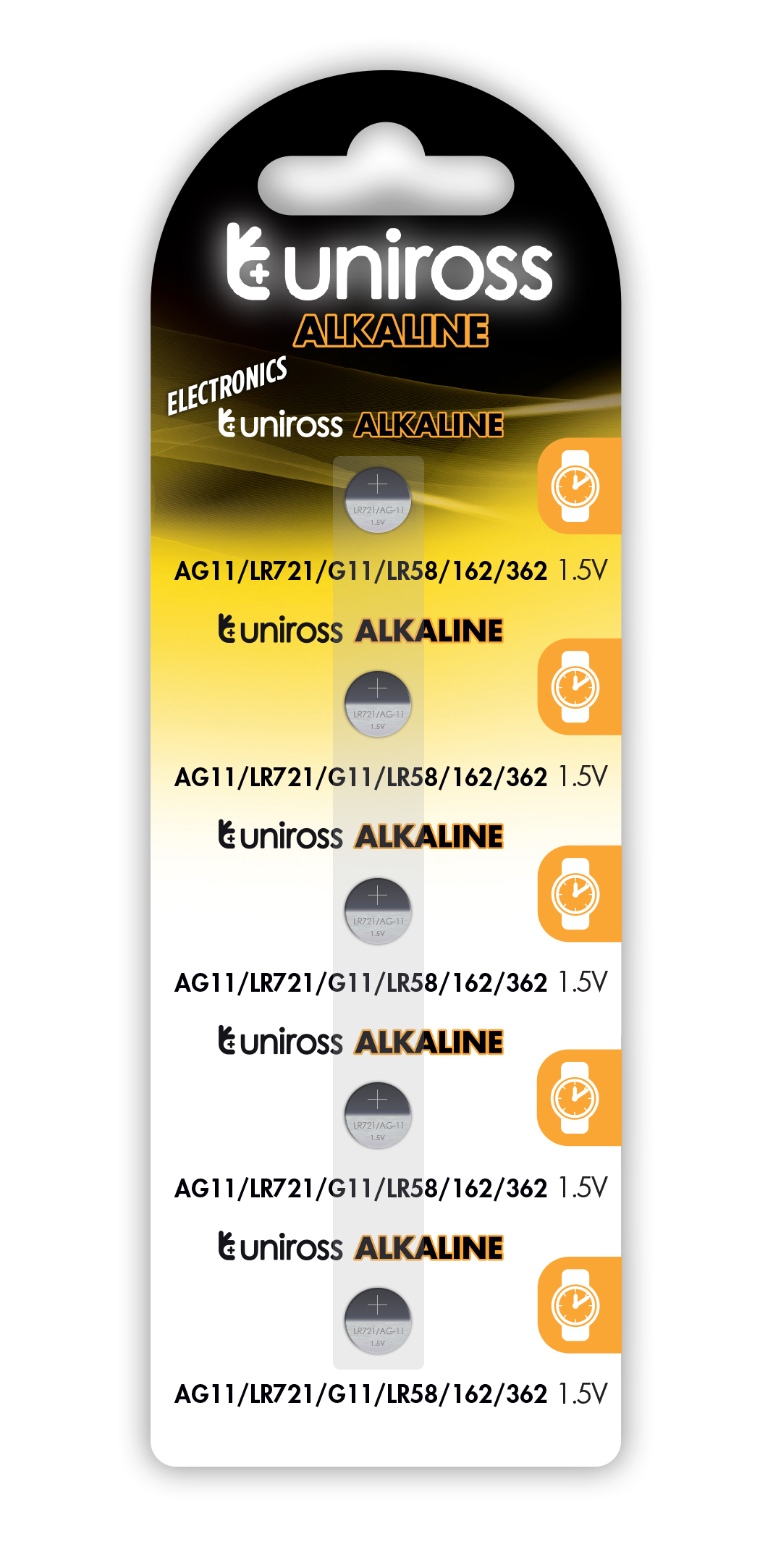 Uniross LR721 AG11 LR58 Alkaline Coin Battery (5pack)