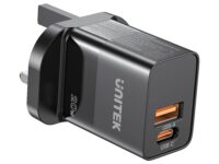 Unitek 20W Wall Charger USB-C PD & QC 3.0 UK P1124ABK Black