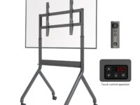 NBMounts P220 Heavy Duty Motorized TV Trolley up to 90'' 1.75m 90kg with Wireless Remote & Touchpad