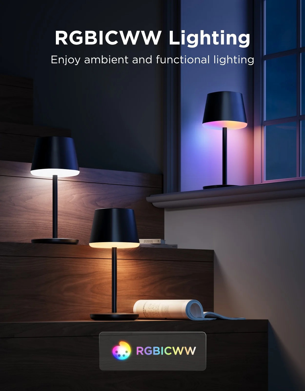 Govee Lamp Table RGBICWW Portable 30hrs (Table Lamp Classic) - Image 2