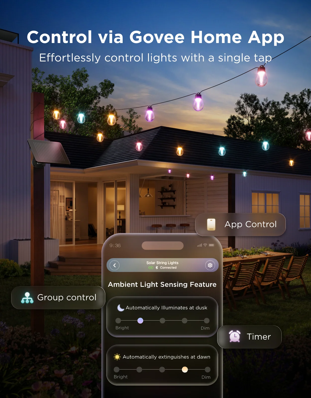 Govee Outdoor Smart RGBICW With Solar Charge 10m (Solar String Lights) - Image 6