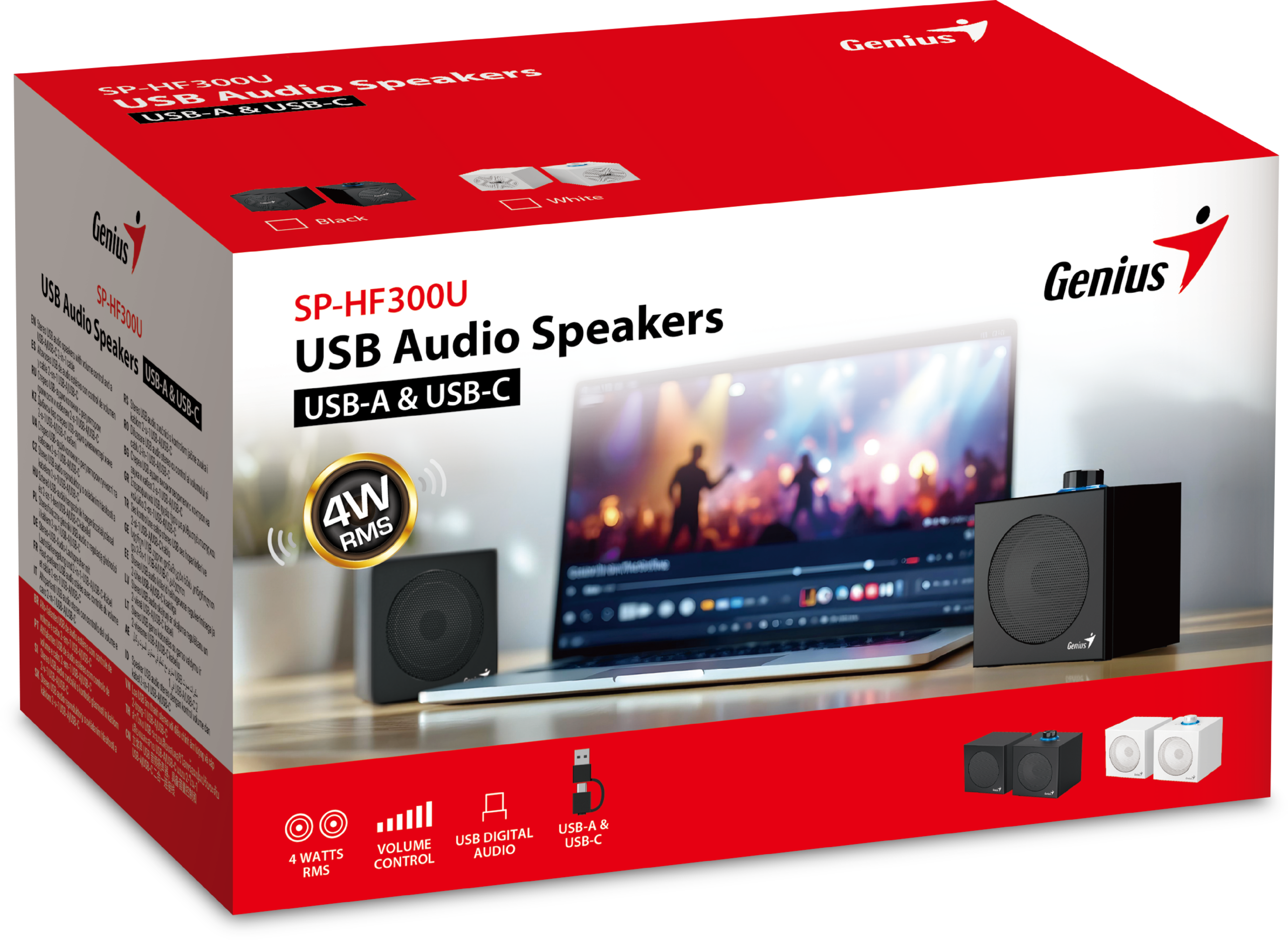 Genius PC Speakers 2.0 USB Audio 4W RMS USB-A+C SP-HF300U White - Image 8
