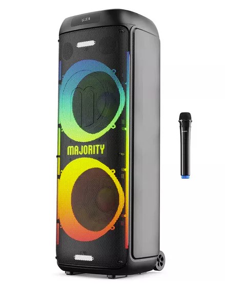 Majority Speakers Portable Karaoke PULSE P5 600W Wireless Mic BT/USB/RGB UK