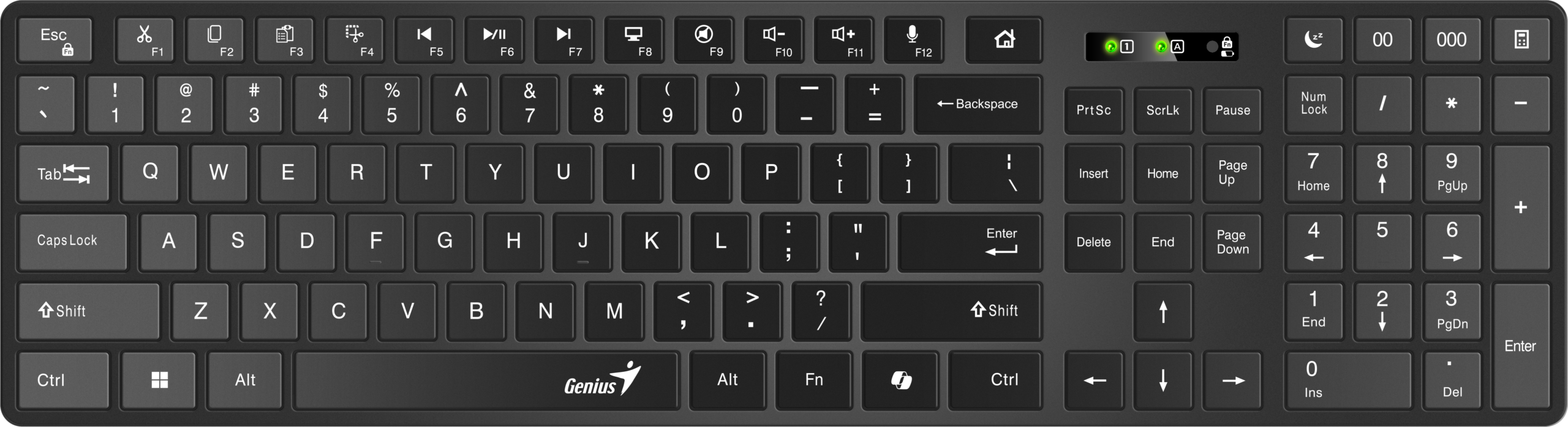Genius Keyboard Wireless & BT AI Hot Keys SlimStar 7250BT Black English