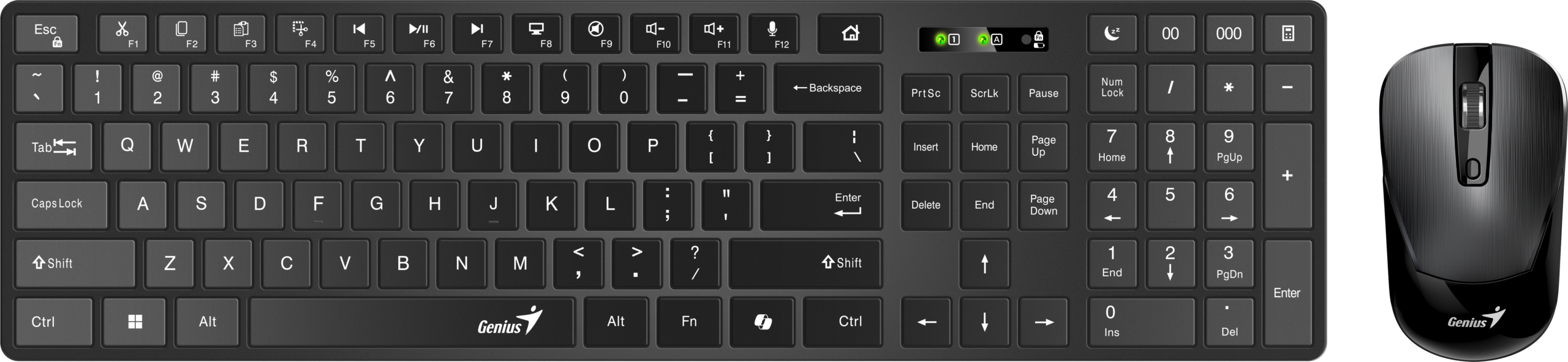 Genius Keyboard-Mouse Set Wireless+BT SlimStar 8250 Black English